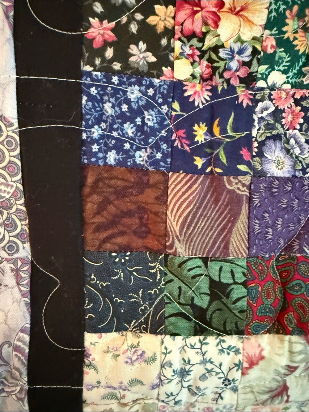 Floral Patchwork Quilted Wall Hanging 35x36 - Picture 7 of 9